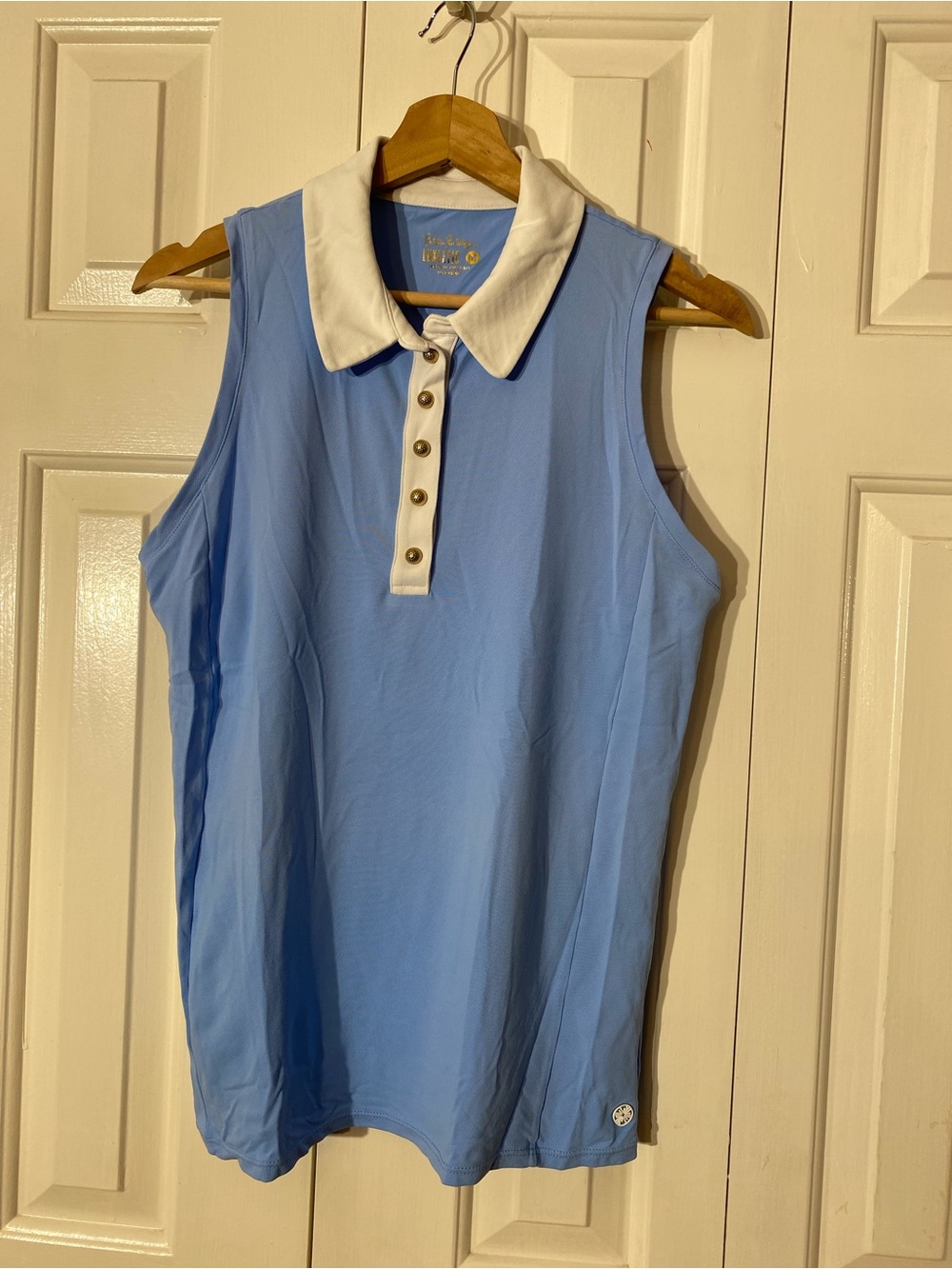 Lilly Pulitzer Imara Sleeveless Light Blue Polo with White Collar